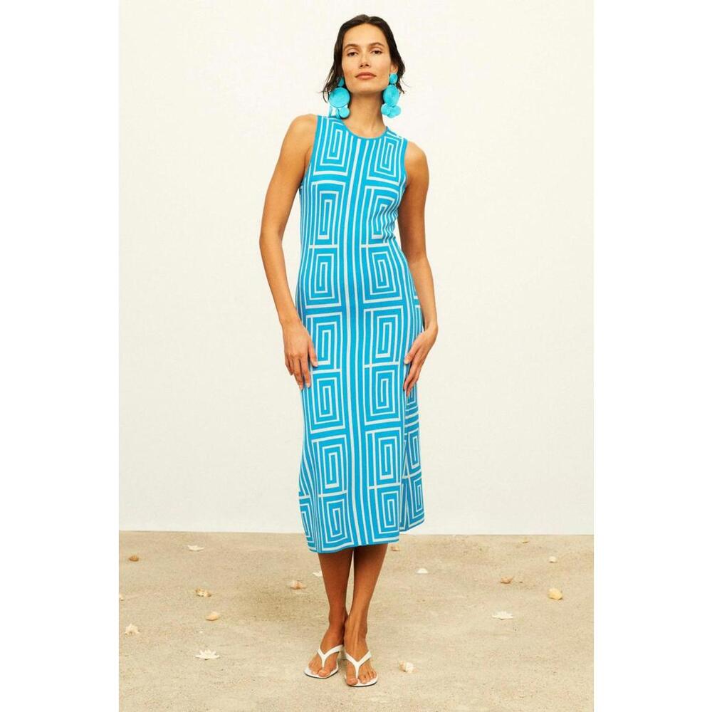 SIMONMILLER Blue Axon Sleeveless Knit Midi Dress Size XS with Hole